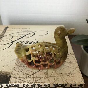 Collectable Handmade Soapstone Duck with Baby